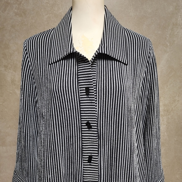 Moonlight Y & S Fashion Design Striped Button Front Long Sleeve Tunic/Jacket Med - Picture 5 of 14